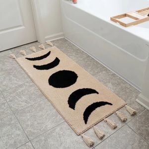 Boho Moon Phases Runner Rug Bathroom Mat Witchy black Decor accent rugs